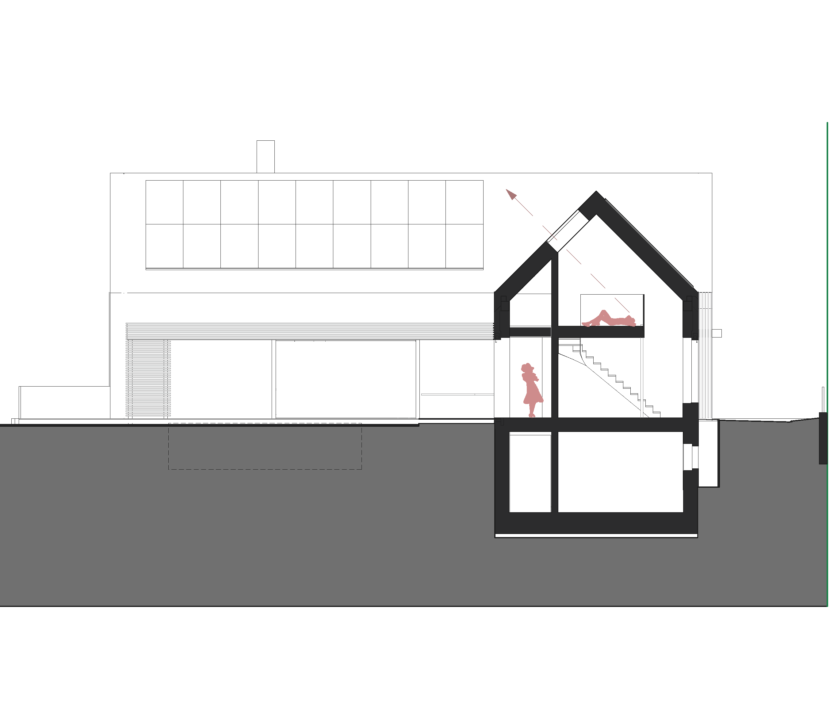 Neubau Haus RLS, Pöllau, Längsschnitt 3